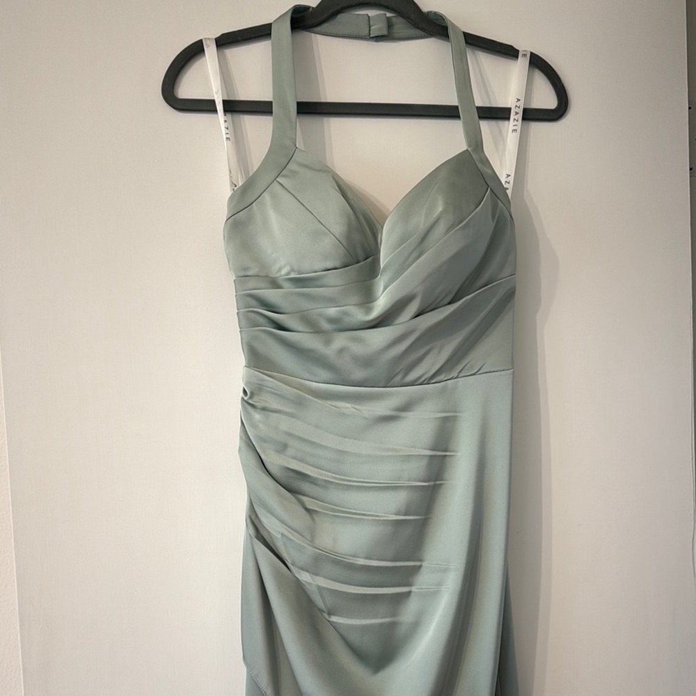 Elegant Sage Green Halter Dress
